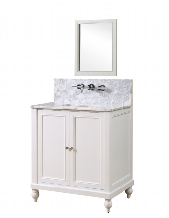 32s9-wwc-wm-m Classic Premium 32 In. Pearl White Vanity With White Carrara Marble Top & Mirror