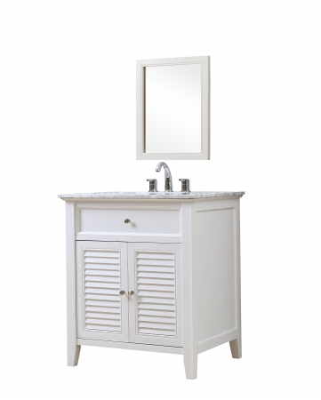 32s12-wwc Shutter 32 In. White Vanity With Carrara White Marble Top