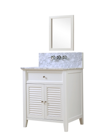 32s12-wwc-wm Shutter Premium 32 In. White Vanity With Carrara White Marble Top