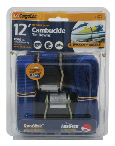 84039 Blue Cambuckle Tie Downs With S Hooks 2 Count, 12 Ft.