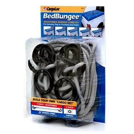 84061 Adjustable Bungee Cords 4 Count, Gray - 8 In.