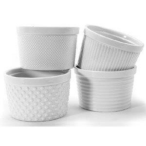 12 Oz White Porcelain Textured Ramekin 4 Count, Pack Of 4