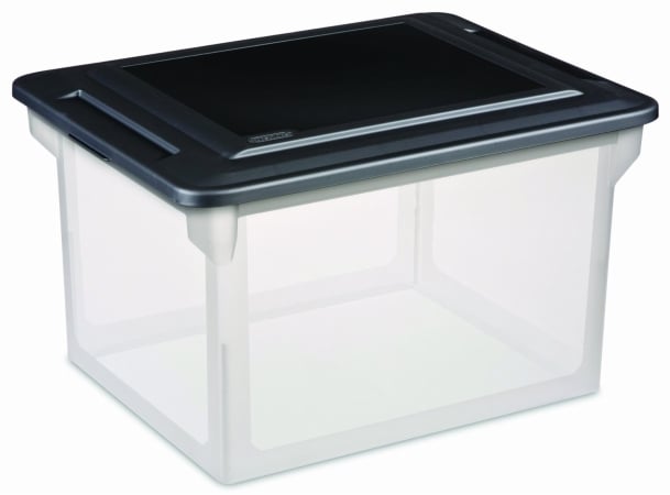 Sterilite 18689004 18.5 X 14 X 11 In. File Box Clear Base With Black Lid