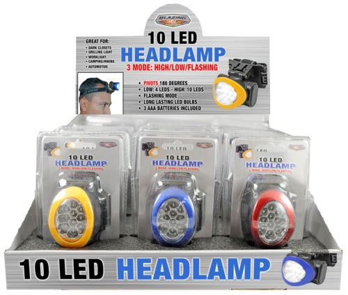 702101 Assorted Colors Led Headlamp, Pack Of 12