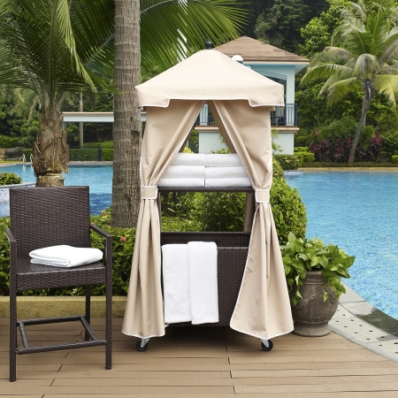 Co7304-br Palm Harbor Outdoor Wicker Towel Valet With Sand Cover