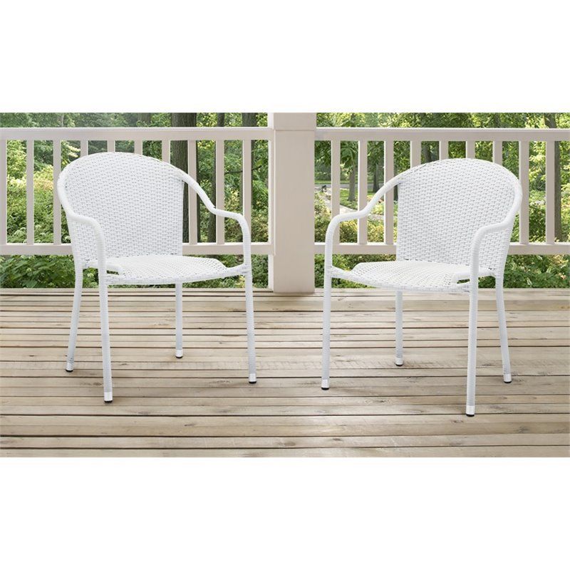 Ko70060wh Palm Harbor Outdoor Wicker Cafe Seating Set, White - 3 Piece