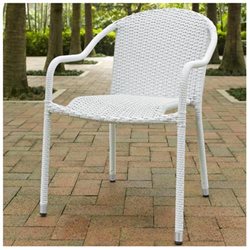 Co7109-wh Palm Harbor Outdoor Wicker Stackable Chairs, White - Set Of 4