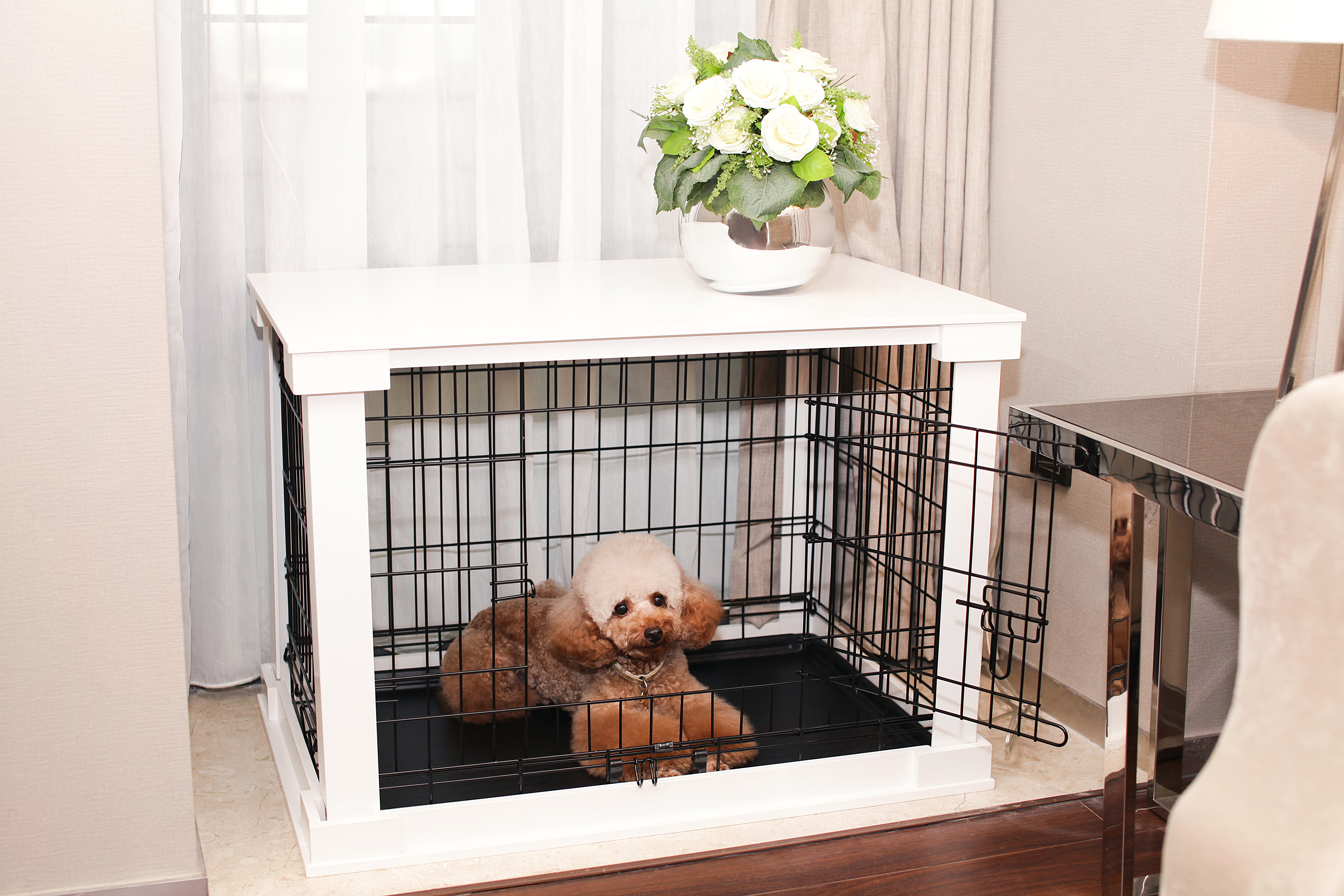 Pth0241720100 Cage With Crate Cover, White - Medium