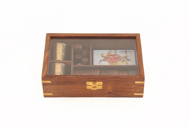 Nd061 Wooden Game Set With Brass Goblet