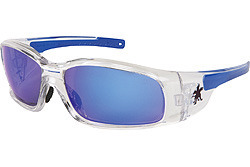 135-sr148b Swagger Safety Glasses Clear Frame With Blue Diamond Mirror Lens