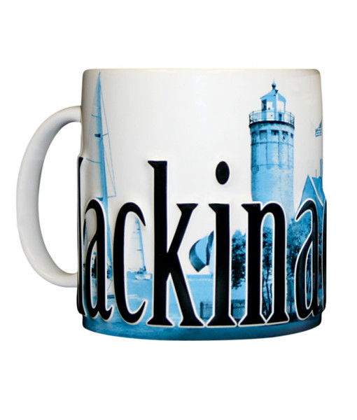 Smmci01 Mackinac Island 18 Oz Duo Tone Blue Relief Mug