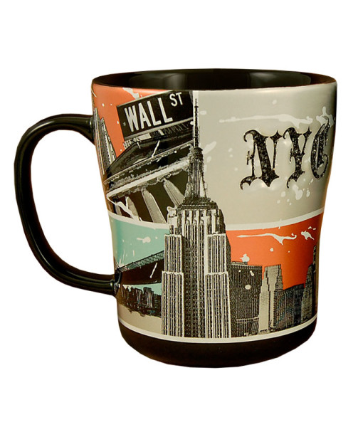Smnyc06 New York Black 14 Oz Metallic Design Mug