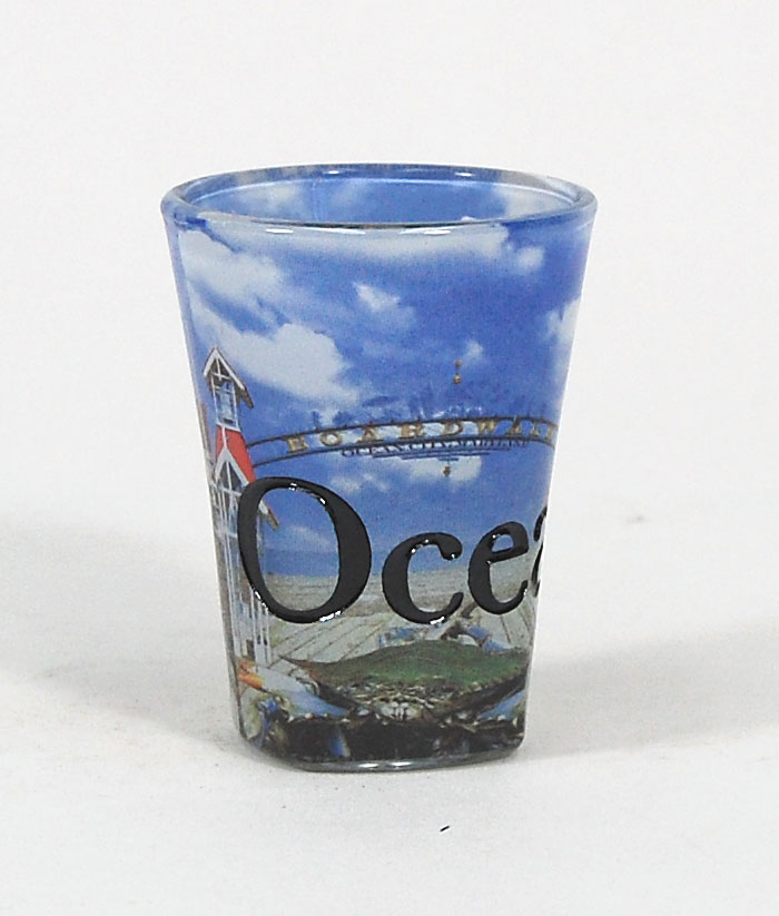 Sgocm01 Ocean City Full Color Etched Shot Glass
