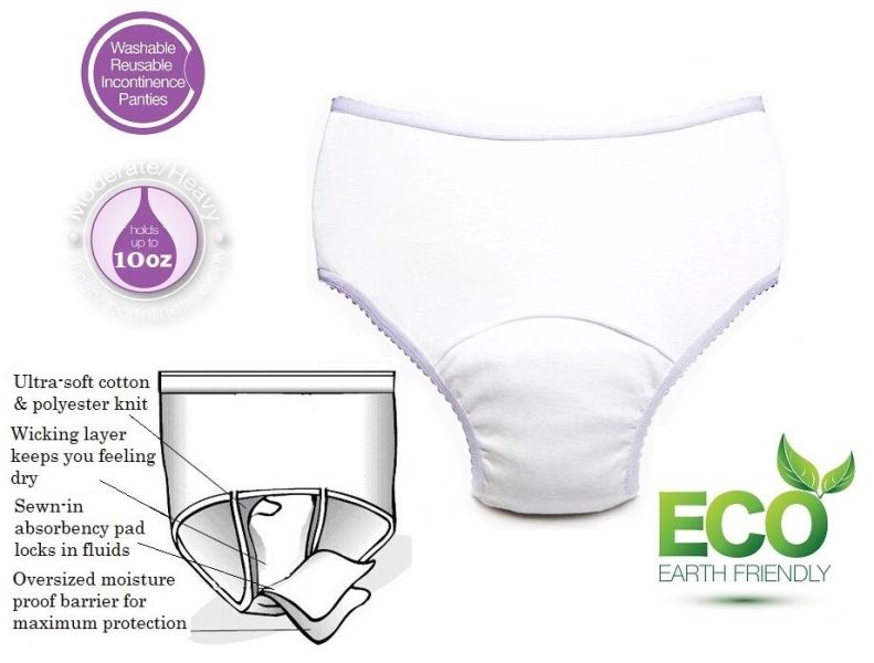 2465-10-1a-wht 10 Oz Small Ladies Reusable Incontinence Panty, White