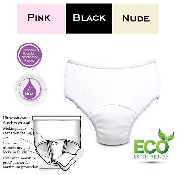 2465-2x-ast 6 Oz - 2xl Ladies Reusable Incontinence Panty, Assorted Colors - Pack Of 3