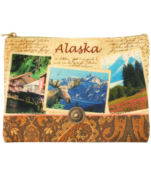 Zpala01 Alaska Vintage Print Zip Pouch