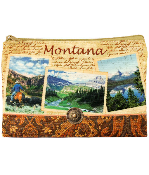 Zpmon01 Montana Vintage Print Zip Pouch