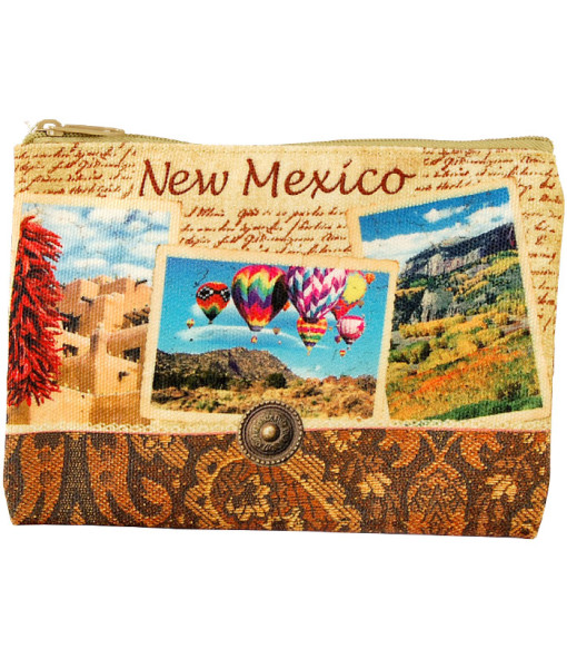 Zpnmx01 New Mexico Vintage Print Zip Pouch