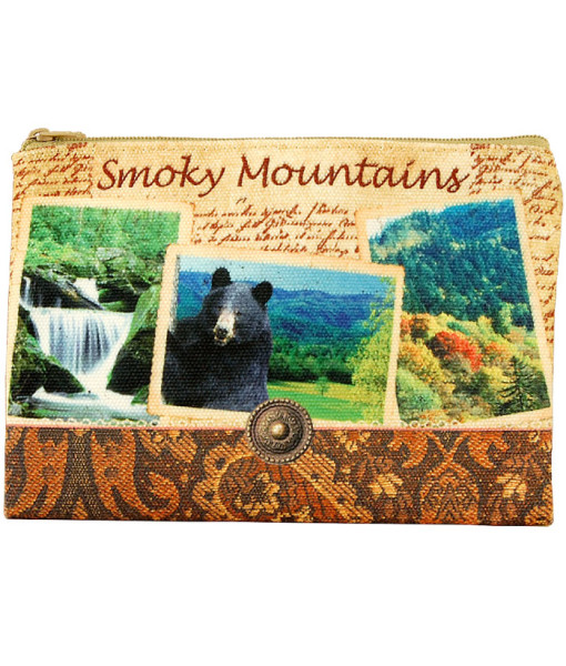 Zpsmt01 Smoky Mountains Vintage Print Zip Pouch