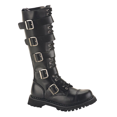 Click here to buy Demonia Riot-20 20 Eyelet 5 Strap Steel Toe Black... by Demonia.