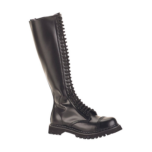 Demonia Rocky-30 30 Eyelet Steel Toe Black Leahter... by Demonia