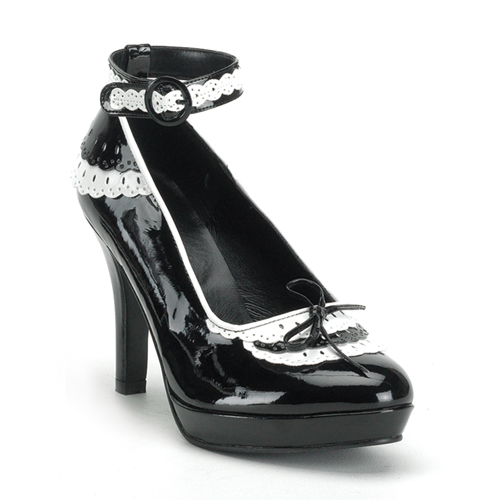 Funtasma Maid21X Black White Pat Platform Wide Width Maid Shoe 4 Inch Size 10