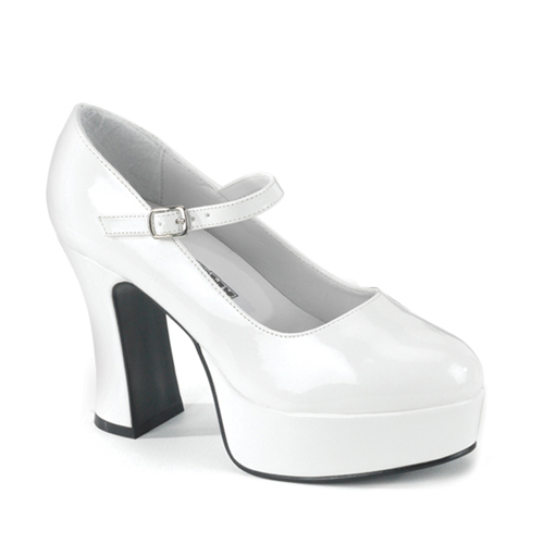 Funtasma Maryjane50X White Pat Wide Width Mary Jane Platform Shoe 4 Inch Size 10