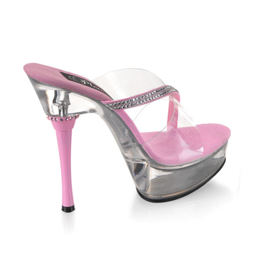 Pleaser Allure603 5.5 Inch Stiletto Heel Platform Slide with Rhinestones Size 9
