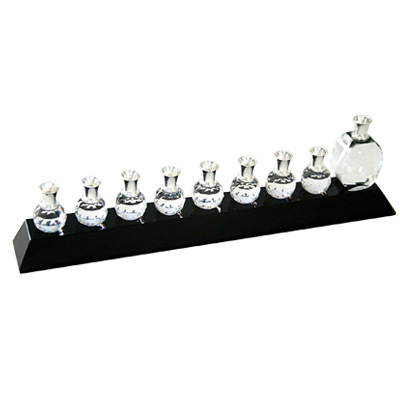 Alef Judaica M016 Crystal Menorah with Black Base
