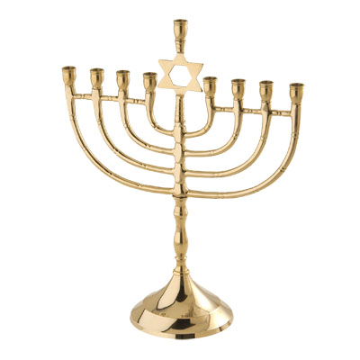 Alef Judaica M2153B Brass Menorah with Star on Top