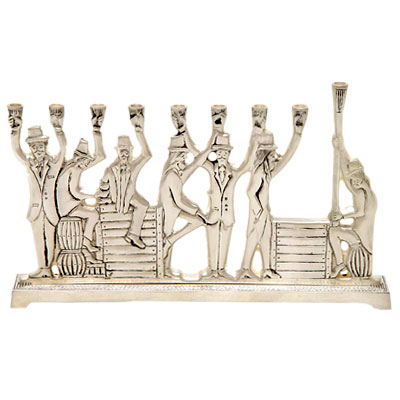 Alef Judaica M11018 Silver-Plated Menorah - L chaim