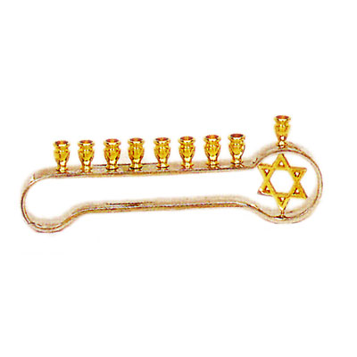 Alef Judaica M5101VB Gold and Silver Plated Star Long Menorah in Velvet Box