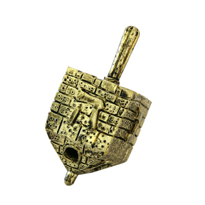Alef Judaica D10B Brass Jerusalem Dreidel - 1 Dozen