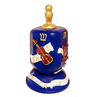 Alef Judaica D3591 4 Inch Blue Music Dreidel with Violin and Music Notes