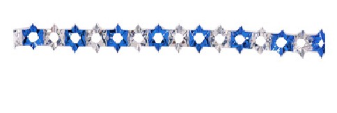 Alef Judaica D1153 Blue and Silver Foil Star Garland - Dozen