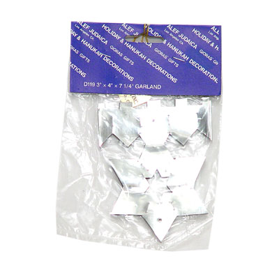Alef Judaica D119 Silver Star Foiled Garland - Dozen