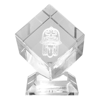 Alef Judaica CR404 Crystal With Hamsa Image