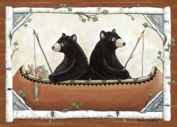 Custom Printed Rugs Bears In Canoe Bears In Canoe Wildlife Rug