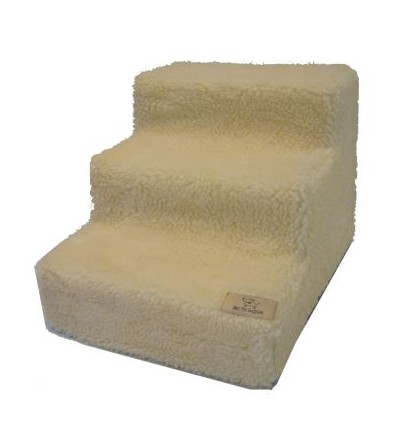 Best Pet Supplies ST2205S Pet Stairs in White Lambs wool with 5 Steps