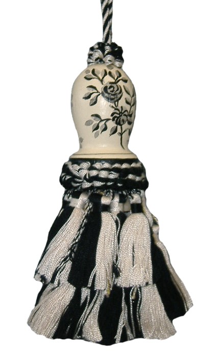 123 Creations C091K.6 Inch Toile-Black - Hand Painted Tassel