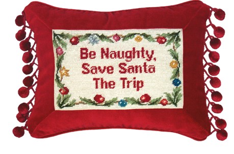 123 Creations C463.9x12 inch Be Naughty Needlepoint Christmas Pillow 100 Percent Wool