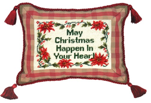 123 Creations C464.9x12 inch May Christmas Happen Needlepoint Christmas Pillow 100 Percent Wool