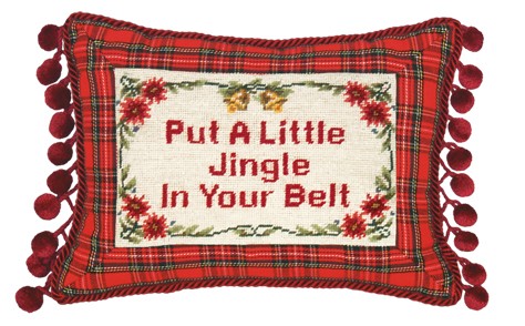 123 Creations C469.9x12 inch Put a Little Jingle Needlepoint Christmas Pillow 100 Percent Wool