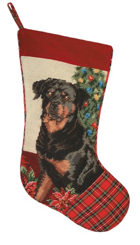 123 Creations C581.11x17 inch Rottweiler Christmas Stocking in Needlepoint  100 