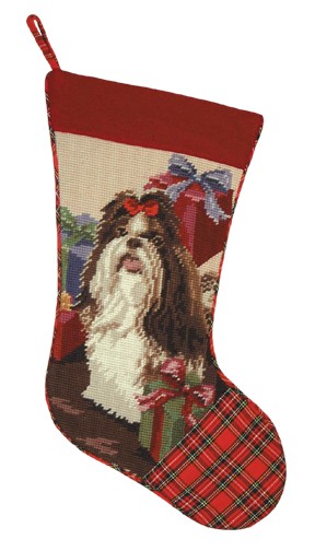 123 Creations C589.11x17 inch   Christmas Stocking in Needlepoint 100 Percent Wool