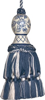 123 Creations CB046B-5.5 Inch Provencal Blue Toile - Hand Painted Tassels