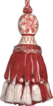123 Creations CB046R-5.5 Inch Provencal Red Toile - Hand Painted Tassel