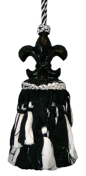 123 Creations CB070K-6.5 Inch Fleur De Lis - Black and Cream Tassel