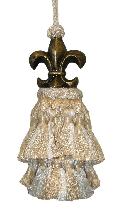 123 Creations CB070N-6.5 Inch Fleur De Lis - Cream and Gold Tassel