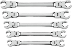 Gear Wrench 81910 5 Piece SAE Flex Flare Nut Wrench Set